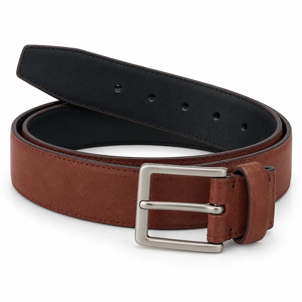 Alfani Mens Belt Rust Brown Silver Tone Buckle Size Large 38-40 Classic Casual